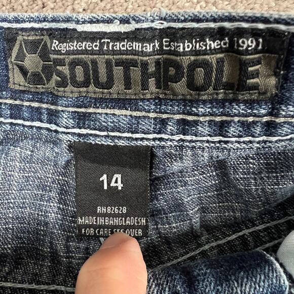 Dark Wash SouthPole Wide Leg Denim Jeans Size 14 Child South Pole 3180 - Picture 6 of 7